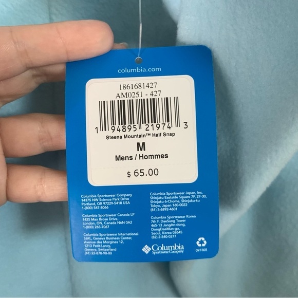 Columbia Mens blue steens mountain half snap fleece sweater M - Picture 5 of 9